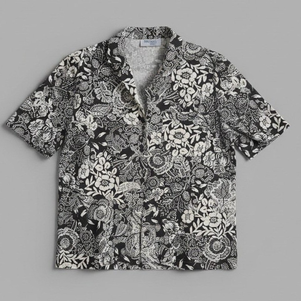 Petites by Fundamental Things Floral Paisley Button Up Shirt Black White Size 10